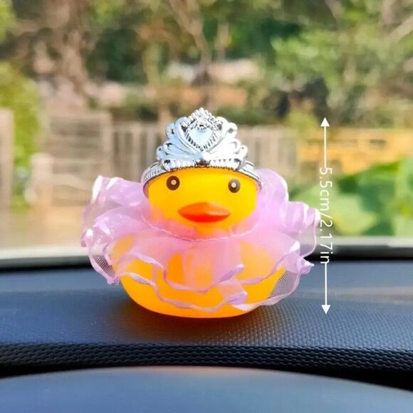 Cute Duck Design Dashboard Ornament with Tiara and Purple Skirt Jeep and Outdoor - Picture 2 of 2
